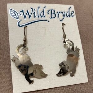 Hammered Metal Opossum Earrings Wild Bryde